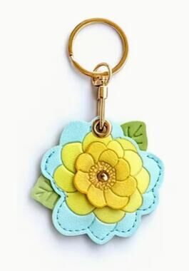 NEW Blue Floral Flower Bag Tag Purse Charm Suitcase Key Fob Hidden AirTag Holder